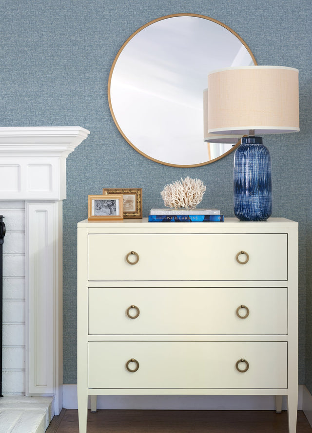 Minerva Denim Texture Geometric Wallpaper with Raised Ink Basketweave - A-Street Prints 4121-26943