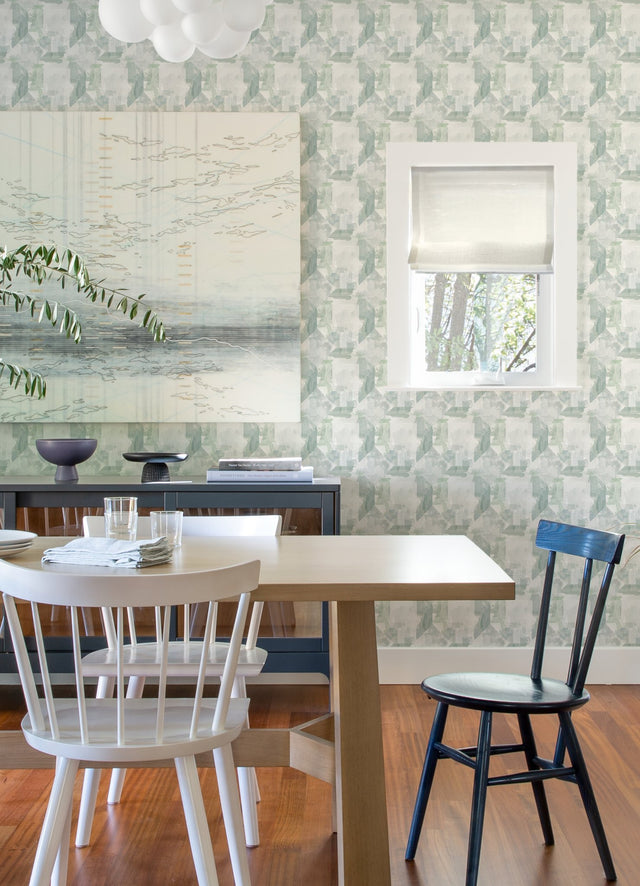 Perrin Sea Green Gem Geometric Wallpaper with Raised Ink Texture - A-Street Prints 4121-26947