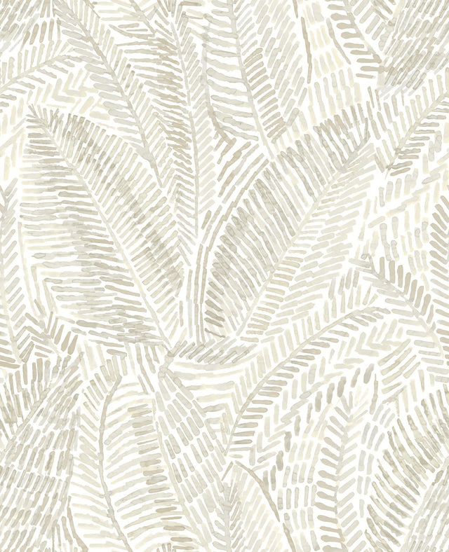 Fildia Taupe Botanical Wallpaper with Abstract Tropical Leaf Motif - A-Street Prints 4121-26950