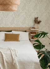 Fildia Taupe Botanical Wallpaper with Abstract Tropical Leaf Motif - A-Street Prints 4121-26950