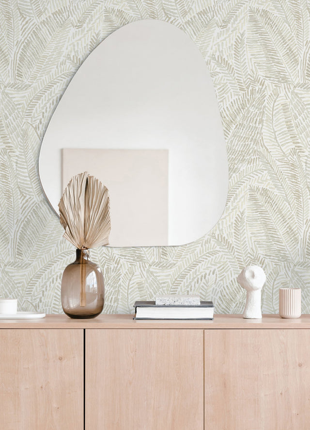 Fildia Taupe Botanical Wallpaper with Abstract Tropical Leaf Motif - A-Street Prints 4121-26950