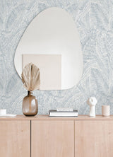Fildia Light Blue Botanical Wallpaper with Watercolor Tropical Fronds - Brewster 4121-26951