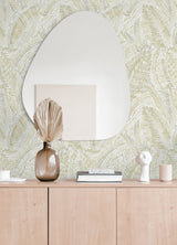 Fildia Honey Botanical Wallpaper with Bohemian Abstract Leaf Motif - Brewster 4121-26952