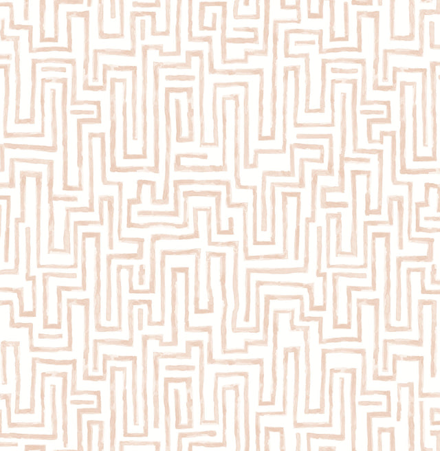 Ramble Blush Geometric Wallpaper with Abstract Modern Maze Pattern - A-Street Prints 4121-26954