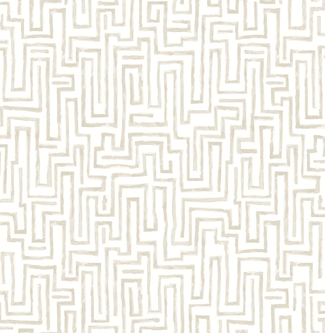 Ramble Taupe Geometric Wallpaper with Abstract Modern Maze Motif - A-Street Prints 4121-26955
