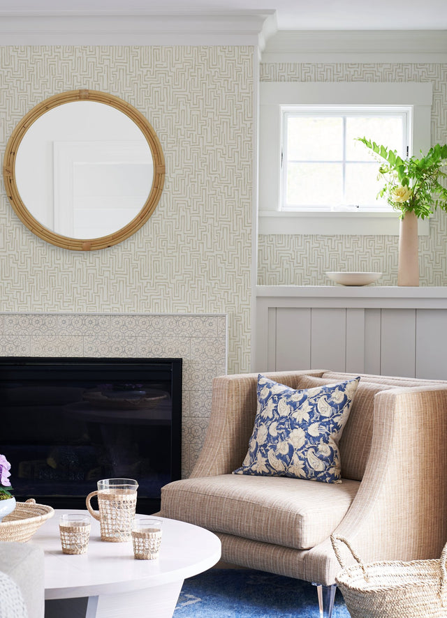 Ramble Taupe Geometric Wallpaper with Abstract Modern Maze Motif - A-Street Prints 4121-26955