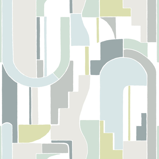 Odele Sky Blue Geometric Archways Wallpaper, Modern Abstract Non Woven Unpasted - A-Street Prints 4121-72200