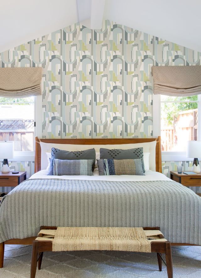 Odele Sky Blue Geometric Archways Wallpaper, Modern Abstract Non Woven Unpasted - A-Street Prints 4121-72200