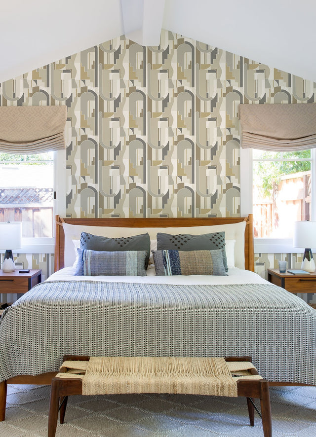 Odele Honey Geometric Archways Wallpaper with Modern Abstract Motif - A-Street Prints 4121-72203