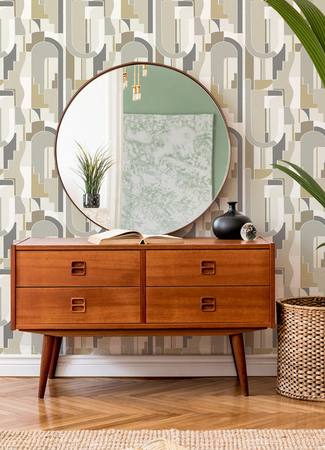 Odele Honey Geometric Archways Wallpaper with Modern Abstract Motif - A-Street Prints 4121-72203