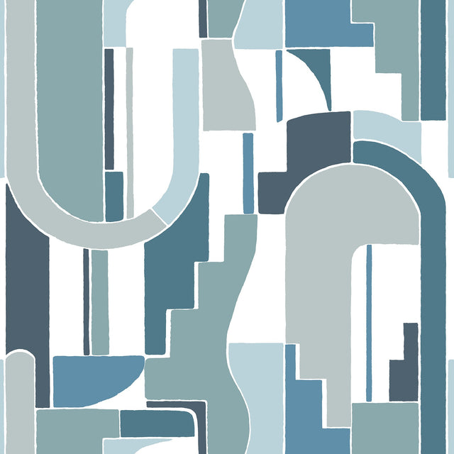 Odele Dark Blue Geometric Archways Wallpaper with Modern Abstract Pattern - A-Street Prints 4121-72204