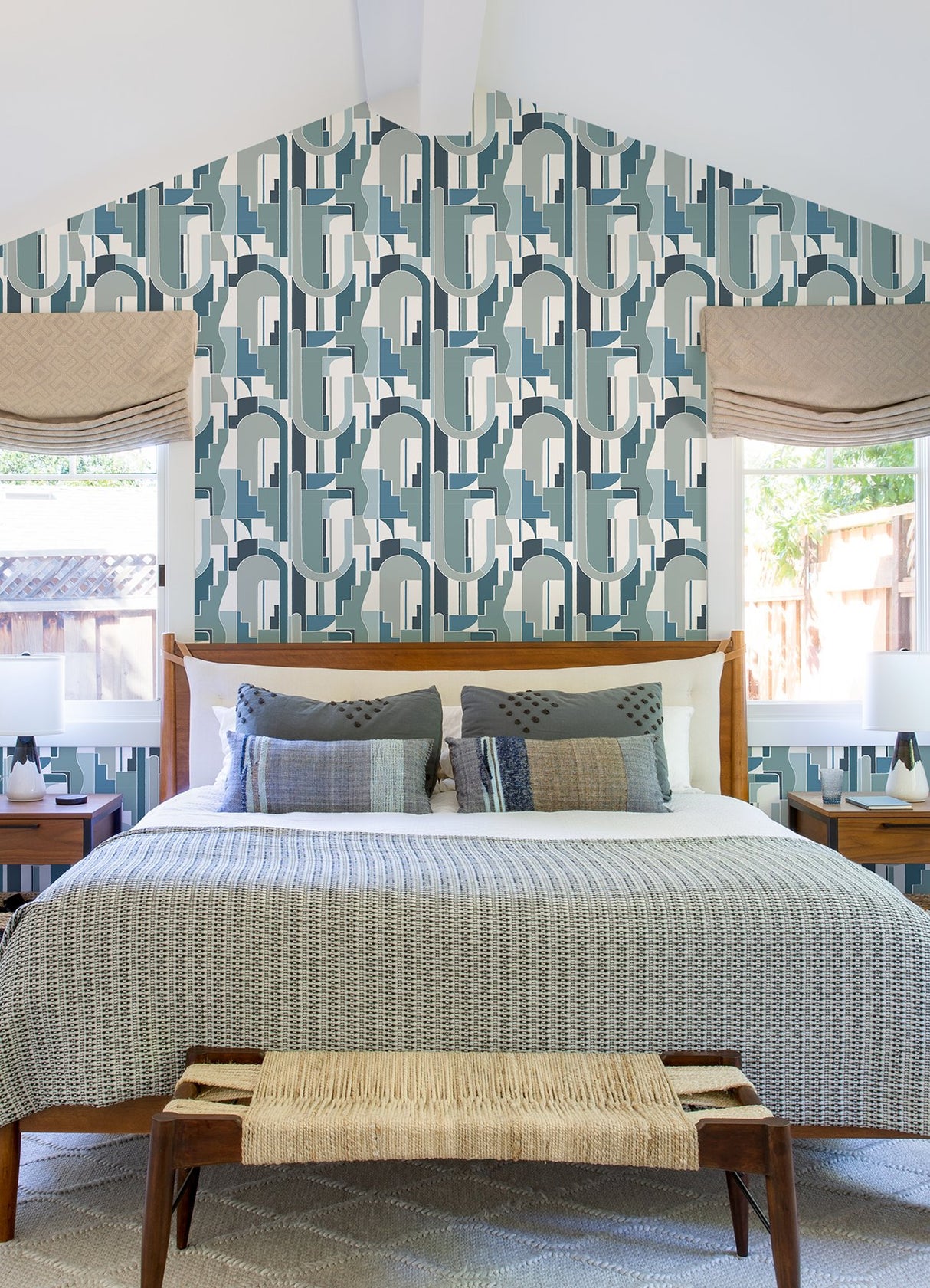 Odele Dark Blue Geometric Archways Wallpaper with Modern Abstract Pattern - A-Street Prints 4121-72204