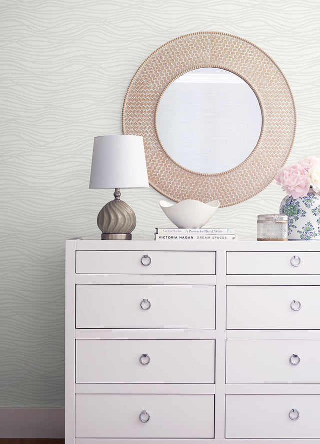 Galyn Dove Pearlescent Wave Wallpaper with Glam Abstract Beaded Finish - A-Street Prints 4121-72205