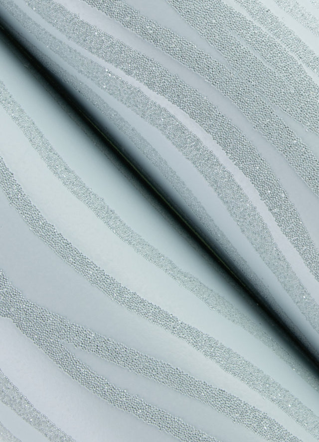 Galyn Sky Blue Pearlescent Wave Wallpaper with Beaded Abstract Stripes - A-Street Prints 4121-72207