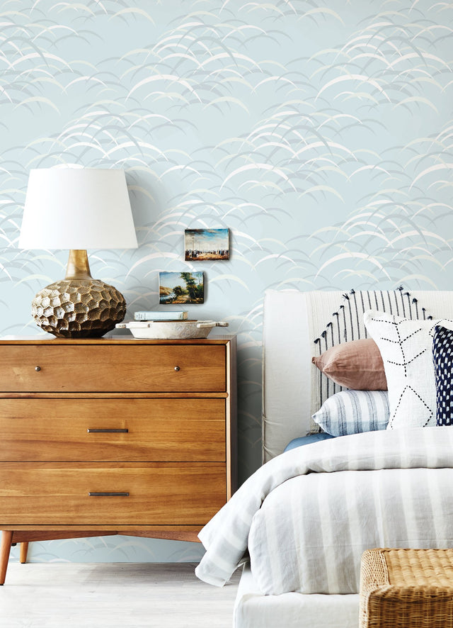 Kasia Sky Blue Abstract Wallpaper with Coastal Abstract Motif - A-Street Prints 4121-72210