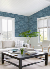 Kasia Dark Blue Abstract Wallpaper with Coastal Abstract Pattern - A-Street Prints 4121-72212