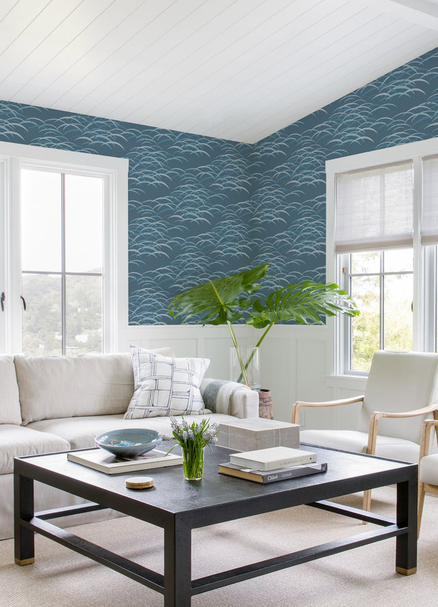 Kasia Dark Blue Abstract Wallpaper with Coastal Abstract Pattern - A-Street Prints 4121-72212