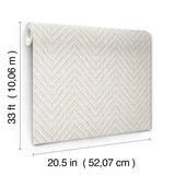 Glynn Light Grey Chevron Wallpaper with Raised Ink Modern Graphics Texture - Brewster 4122-26652