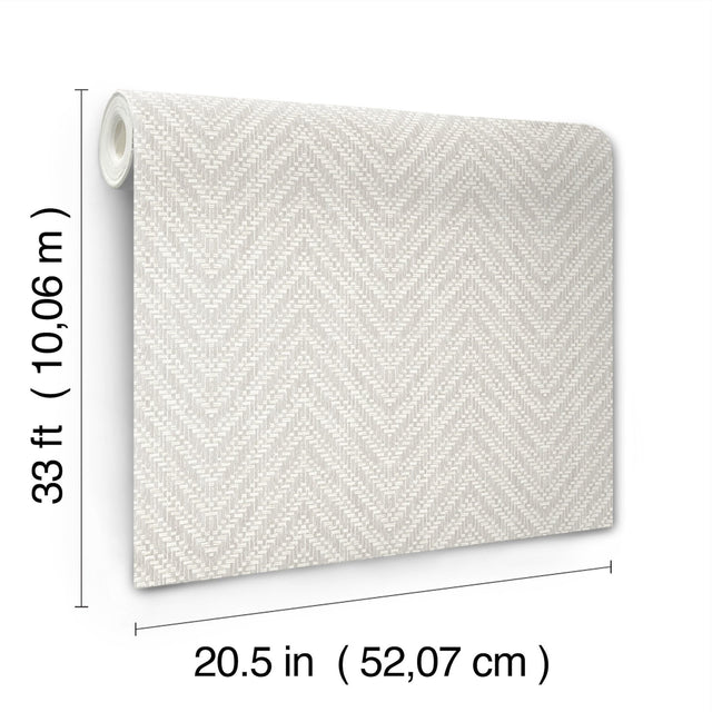 Glynn Light Grey Chevron Wallpaper with Raised Ink Modern Graphics Texture - Brewster 4122-26652