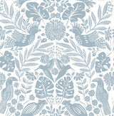 Nestle Blue Bird Block Print Wallpaper in Blue - A-Street Prints 4122-27000