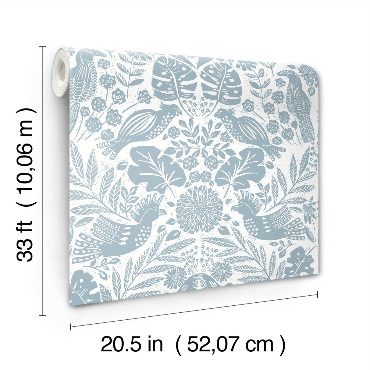 Nestle Blue Bird Block Print Wallpaper in Blue - A-Street Prints 4122-27000