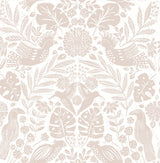 Nestle Pink Bird Block Print Wallpaper with Tropical Animals Motif - A-Street Prints 4122-27002
