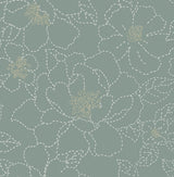 Gardena Sea Green Embroidered Floral Wallpaper with Metallic Accents - A-Street Prints 4122-27006