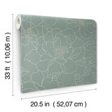 Gardena Sea Green Embroidered Floral Wallpaper with Metallic Accents - A-Street Prints 4122-27006