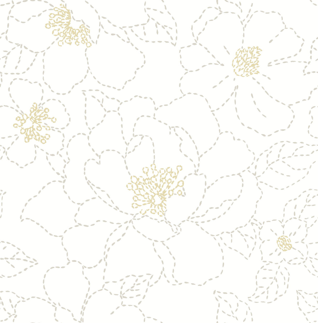 Gardena White Embroidered Floral Wallpaper with Metallic Accents - A?Street Prints 4122-27007