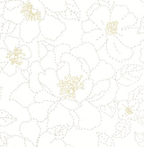 Gardena White Embroidered Floral Wallpaper with Metallic Accents - A?Street Prints 4122-27007