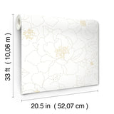 Gardena White Embroidered Floral Wallpaper with Metallic Accents - A?Street Prints 4122-27007
