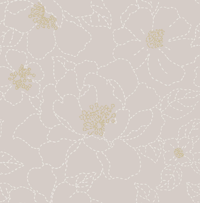 Gardena Lavender Embroidered Floral Wallpaper with Metallic Accents - A-Street Prints 4122-27008
