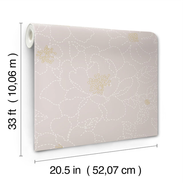 Gardena Lavender Embroidered Floral Wallpaper with Metallic Accents - A-Street Prints 4122-27008