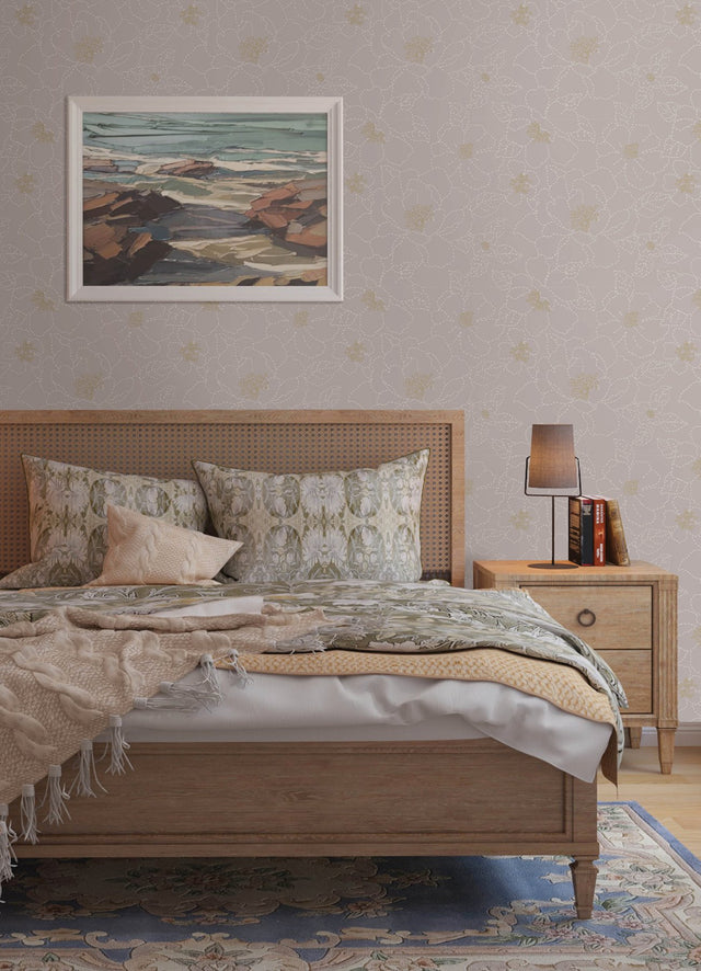Gardena Lavender Embroidered Floral Wallpaper with Metallic Accents - A-Street Prints 4122-27008