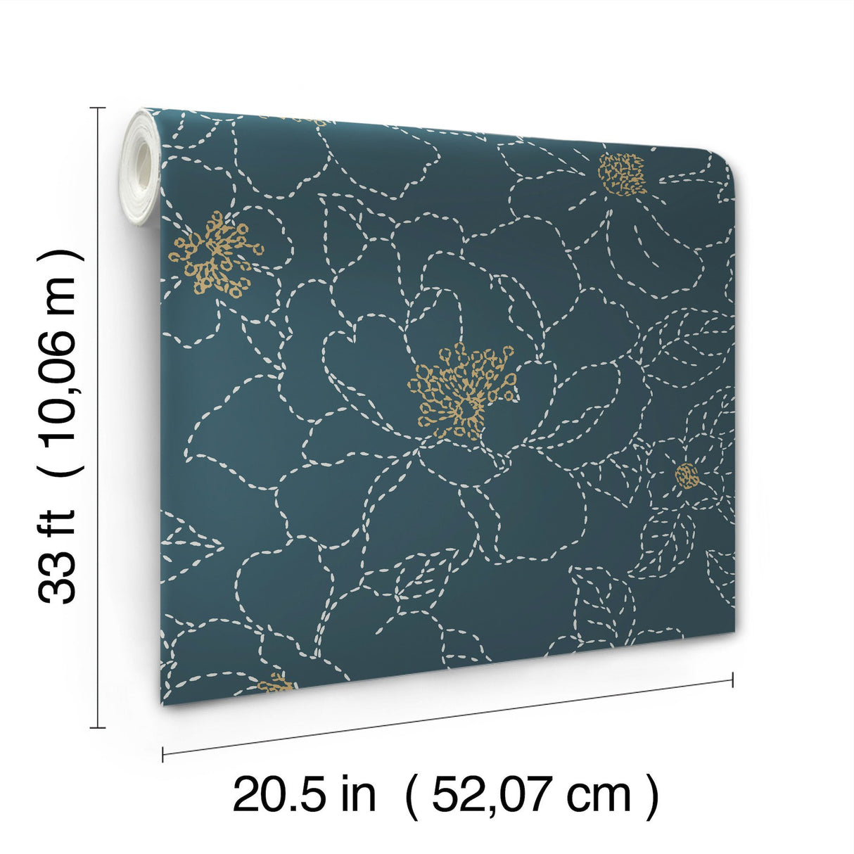 Gardena Indigo Embroidered Floral Wallpaper with Whimsical Botanical Flowers - A-Street Prints 4122-27009