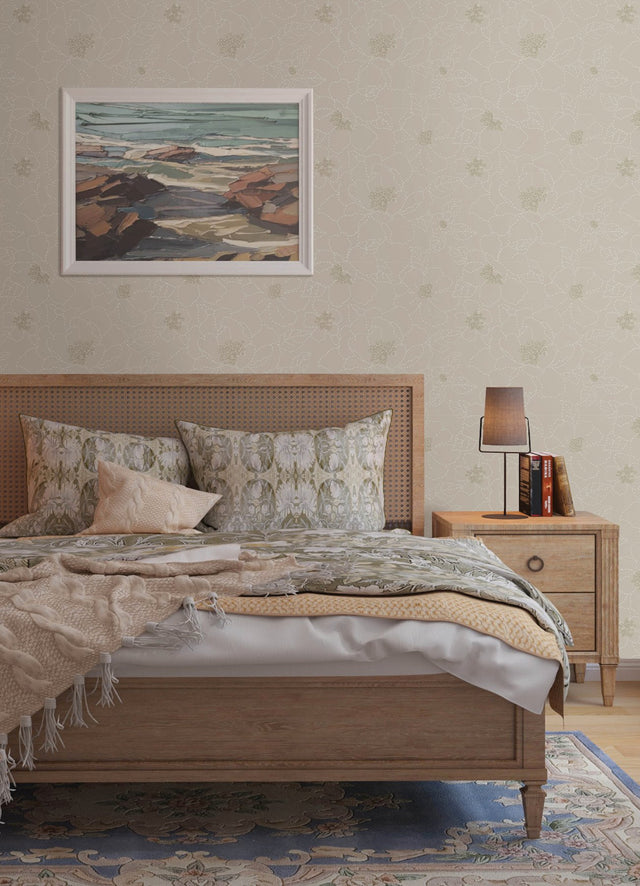 Gardena Light Grey Embroidered Floral Wallpaper with Metallic Accents - A-Street Prints 4122-27010
