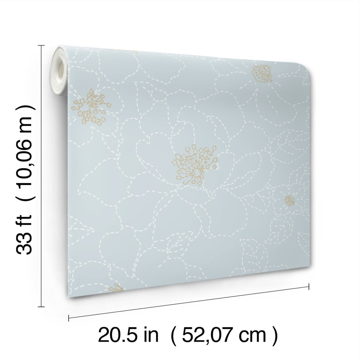 Gardena Sky Blue Embroidered Floral Wallpaper with Metallic Detailing - A-Street Prints 4122-27011