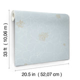 Gardena Sky Blue Embroidered Floral Wallpaper with Metallic Detailing - A-Street Prints 4122-27011