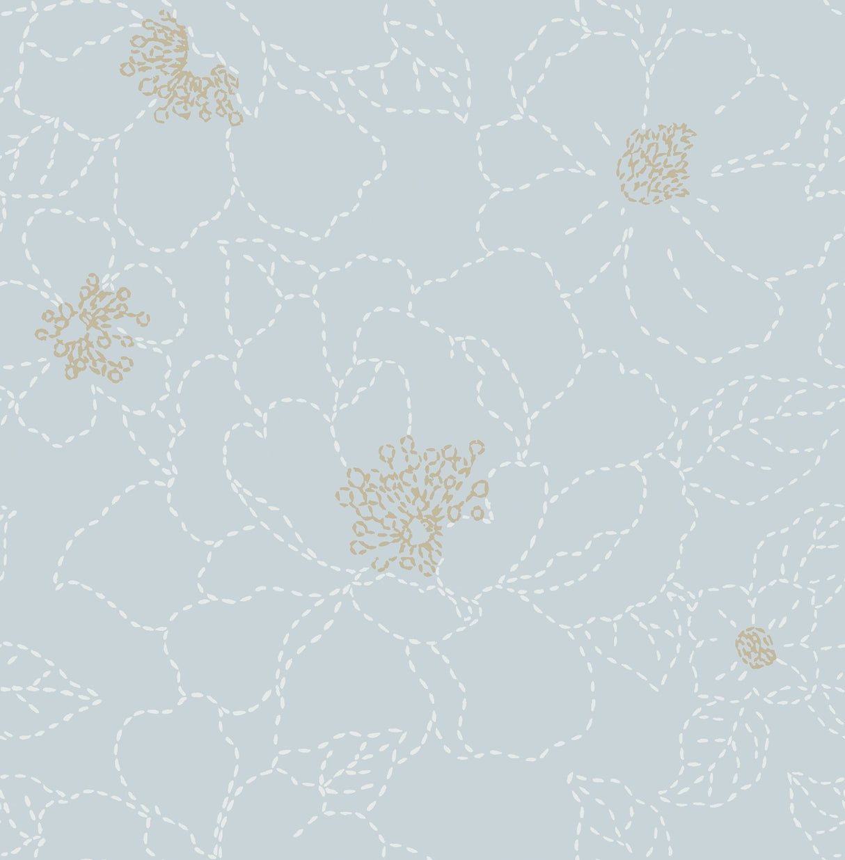 Gardena Sky Blue Embroidered Floral Wallpaper with Metallic Detailing - A-Street Prints 4122-27011