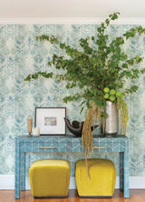 Pavord Green Floral Shibori Wallpaper with Bohemian Global Motif - A-Street Prints 4122-27012