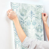 Pavord Green Floral Shibori Wallpaper with Bohemian Global Motif - A-Street Prints 4122-27012