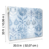 Pavord Blue Floral Shibori Wallpaper with Bohemian Global Motif - A-Street Prints 4122-27013