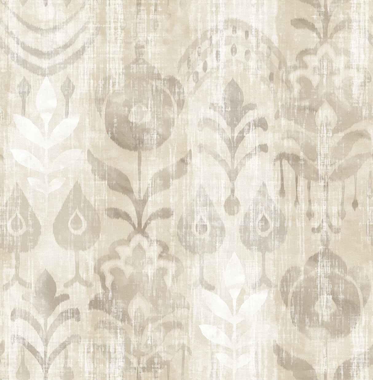 Pavord Neutral Floral Shibori Wallpaper in Non Woven Bohemian Novelty Pattern - Brewster 4122-27015