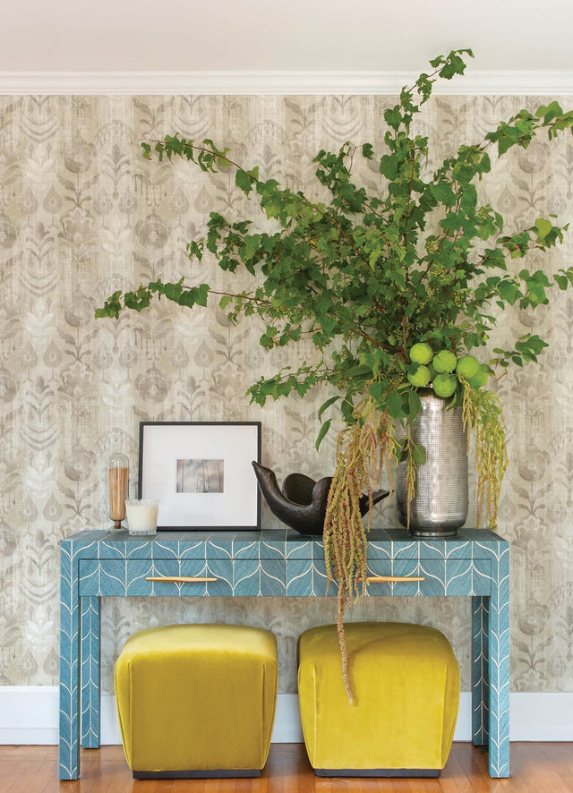 Pavord Neutral Floral Shibori Wallpaper in Non Woven Bohemian Novelty Pattern - Brewster 4122-27015