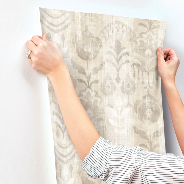 Pavord Neutral Floral Shibori Wallpaper in Non Woven Bohemian Novelty Pattern - Brewster 4122-27015
