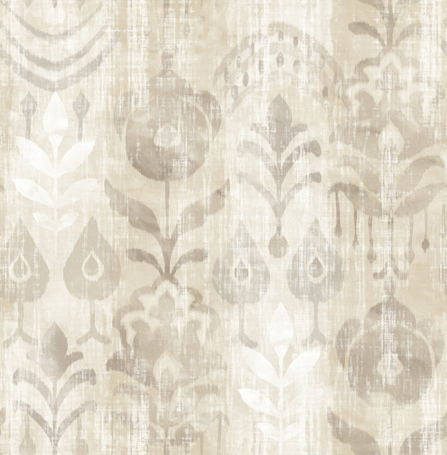 Pavord Neutral Floral Shibori Wallpaper in Non Woven Bohemian Novelty Pattern - Brewster 4122-27015
