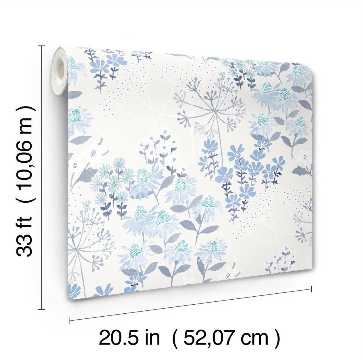 Cultivate Blue Springtime Blooms Wallpaper with Bohemian Botanical Floral Pattern - A-Street Prints 4122-27017