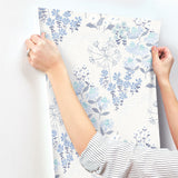 Cultivate Blue Springtime Blooms Wallpaper with Bohemian Botanical Floral Pattern - A-Street Prints 4122-27017