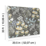 Cultivate Grey Springtime Blooms Wallpaper with Botanical Flowers Motif - A-Street Prints 4122-27018