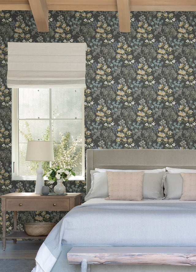 Cultivate Grey Springtime Blooms Wallpaper with Botanical Flowers Motif - A-Street Prints 4122-27018
